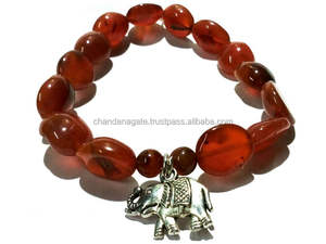 Pulsera de cristal de elefante indio de cornalina roja, joyería de piedras preciosas naturales, regalo para hombres y mujeres, meditación energética - Product Image 3