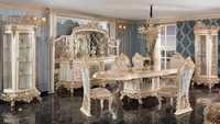 Table à manger en teck indien de luxe moderne, durable, de conception baroque, fabriquée à la main, avec taille et couleur personnalisées