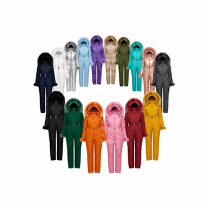 Traje de Nieve Acolchado de una Pieza con Capucha de Piel Sintética, Ropa Deportiva de Invierno para Clima Frío - Product Image 1