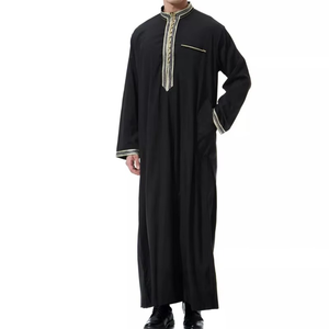 Caftan arabe islamique pour hommes demi-fermeture éclair col montant manches longues thobe musulman tenue décontractée confortable robe musulmane - Product Image 5