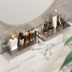 Mensola <span class=keywords><strong>specchio</strong></span> bagno senza foratura a parete organizzatore per wc lavabo e rubinetto di stoccaggio - Product Image 2