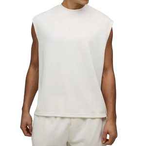 T-shirt sans manches oversize pour homme, couleur unie, décontracté et confortable, personnalisable, vente en gros, promotion été - Product Image 5