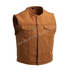 Chaleco Personalizado 100% Algodón Canvas con Costuras Camel, Cierre de Cremallera y Botones, con Múltiples Bolsillos, para Motociclistas - Product Image 1