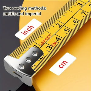 16ft/5m Retractable Steel Tape Rolling Dual-Scale Metric Push-Button Lock Automatic Return Hook End Ergonomic Handle Clear - Product Image 2