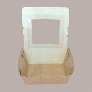 50 fiambreras desechables de papel marrón medio para llevar comida amigable 175x140H65 con ventana - Product Image 5