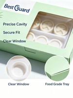 Emballage en blister PET jetable et recyclable personnalisé, conteneur alimentaire en plastique transparent pour macarons et pâtisseries