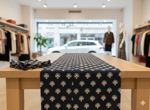 Tissu Popeline Noir Imprimé Liberty en Coton Biologique Peigné Respirant et Écologique pour Filles et Garçons – Vente en Gros - Product Image 2