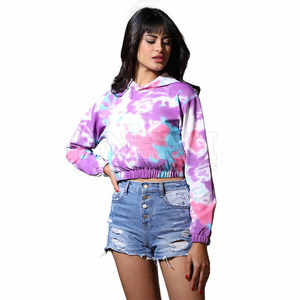 Vente chaude 2025 nouveau fabricant d'usine femme haut court à capuche 100% coton français éponge pull streetwear - Product Image 1