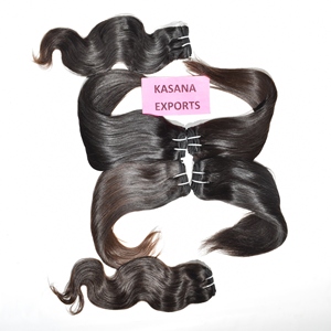 Cuticule alignée en gros indien temple machine double trame vague faisceau vierge couleur naturelle femmes noires extensions de cheveux humains - Product Image 4