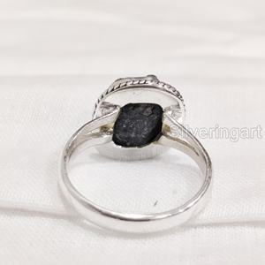 Anillo de Plata de Ley 925 con Zafiro Azul Natural en Bruto para Mujer, Joyería de Piedra Natural, Anillo Bohemio con Gema de Nacimiento de Septiembre - Product Image 5