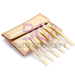 6Pcs Golden Color Highland Quality Fully Customized Made Straight Shaped Lightweight Eyelash Extension Grafted Tweezers - Product Image 6