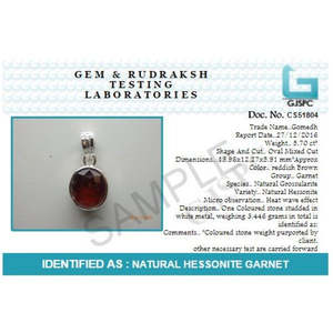 NOVAMART Fine Hessonite Garnet (Gomed) 4.25-12.25 Ratti Natural Certified Astrological Gemstone Pendant Ashtdhatu Bezel Fine <b>Pen</b> - Product Image 4