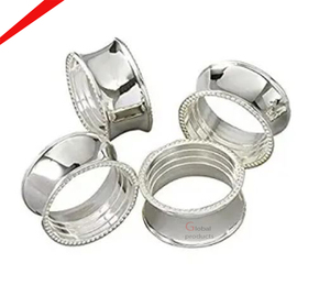 Anneaux de serviette ronds en argent fini, parmi les plus vendus, pour les hôtels - Product Image 1