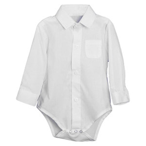 Combinaison-robe pour bébé en polycoton, boutonnée, blanche, avec col, élégante, à manches longues, blanche - Product Image 1