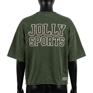 Camiseta Premium de Algodón Jersey 220 GSM para Mujer, Talla Grande, Verde Oliva, Estilo Urbano, con Estampado Gráfico y Logotipo en Parche, de Secado Rápido - Product Image 6