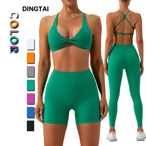 Manufacturer's Custom Logo Yoga Set for <b>Women</b> Active Wear Fitness Piece Sports Set <b>Flare</b> <b>Leggings</b> Match Spandex Material - Product Image 5