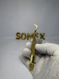 Pinzas para extensiones de pestañas-Suministro de pestañas de acero japonés (oro) - Product Image 5