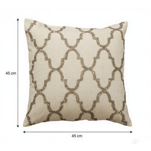 Motivo de celosía entrelazada en cojín color beige crema |   Cojín Decorativo Cuadrado Geométrico Refinado para Interiores de Sala de Estar Contemporánea - Product Image 2