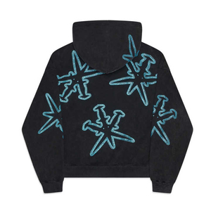 Sudadera con capucha con diamantes de imitación y diseño a la perfección, ropa de calle de algodón esencial con diseño de araña azul con estampado de soplo de peso pesado - Product Image 2
