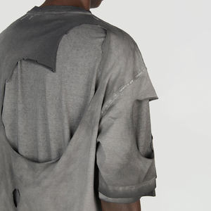 Vente en gros T-shirt vintage surdimensionné à col rond pour hommes personnalisé OEM T-shirt lourd délavé - Product Image 2