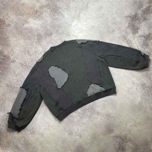 Sudaderas personalizables OEM para hombre, Sudadera de cuello redondo pesado, manga con logotipo desgastado, logotipo personalizado lavado, precio al por mayor - Product Image 6