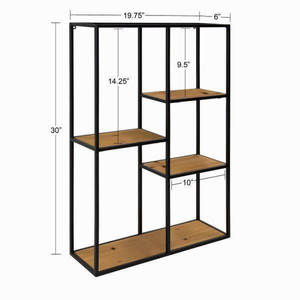 Minimalist Black Metal Frame Multi Compartment Floating Wall Shelves <b>Open</b> Display <b>Unit</b> For Living Room Kitchen Bedroom Decor - Product Image 3