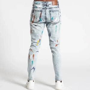 Pantalones vaqueros rasgados de algodón para hombre, Vaqueros rasgados, ajustados y elásticos, vaqueros de motorista, Vaqueros ajustados destruidos, Vaqueros ajustados - Product Image 3