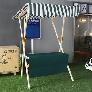 Puesto de exhibición de mercado de madera plegable portátil, fácil configuración, quiosco de vendedor minorista al aire libre, puesto de mercado de madera - Product Image 3