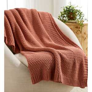 Chenille <b>Knit</b> Eco-Friendly Breathable Brushed Super Soft Oversized <b>Throw</b> Blanket Terracotta Clay Decorative Bedding - Product Image 3