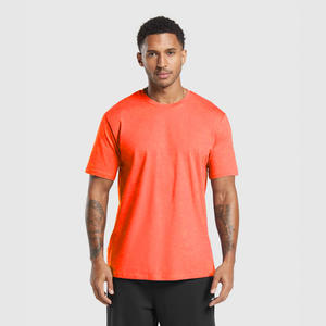 Camiseta de cuello redondo para hombre de alta calidad 100% algodón estampado personalizado manga corta transpirable cómodo al por mayor Color sólido Simple - Product Image 1