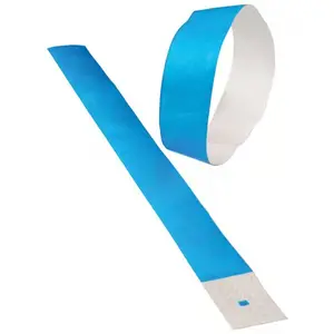 Pulseiras para eventos/Neon Blue Pulseira de papel Tyvek para eventos escolares, novo estilo exclusivo de 100 peças, azul neon e macio