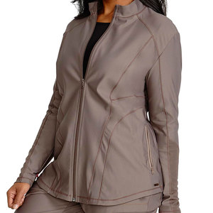 Blouson médical extensible pour infirmière, uniforme d'hôpital, fermeture éclair sur le devant, multi-poches, respirant, léger, vente en gros - Product Image 1