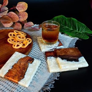 Handcrafted Wood <b>Epoxy</b> <b>Table</b> Coaster for Dining <b>Table</b> Wedding Christmas Decoration Family Gathering Parties - Product Image 5