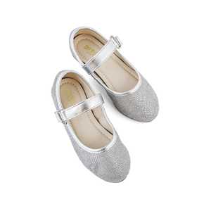 Zapatos de tacón para niñas Silver Fancy Flats KD2309 - Product Image 1
