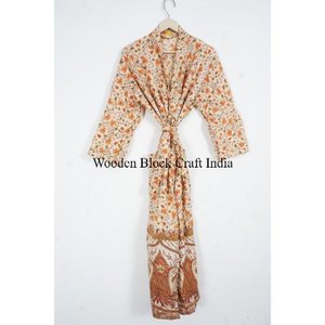 Kimono de Seda Estilo Boho para Mujer, Bata con Parches Indios, Función Térmica, Perfecta para Vacaciones, Ropa de Dormir, Método de Tejido, Cuello en V - Product Image 1