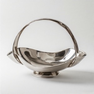 Sofisticado mango de anillo clásico frutero acabado en níquel pulido diseño de pie elevado curva interior suave hecha de hierro - Product Image 2