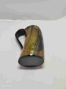 Taza de cuerno natural hecha a mano, taza de cerveza de estilo vikingo pulido, taza para beber de cuerno de búfalo Premium - Product Image 5