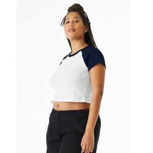 Personalizado negro de gran tamaño en blanco liso blanco Lose Fitting Crop Top camisetas atléticas Spandex bebé negro gimnasio recortado camiseta Mujer - Product Image 5