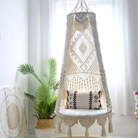 Chaise suspendue en macramé 100% coton faite à la main, style bohème, hamac tissé à la main avec taille personnalisable pour balcon et jardin