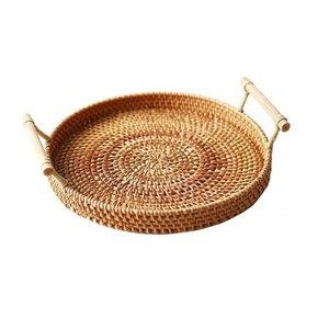 Trend Selling Rattan Tray Tea Serving Tray Vintage Shape Customized Style Dining Color Feature Restaurant Hotel Home Gift Item - Product Image 2