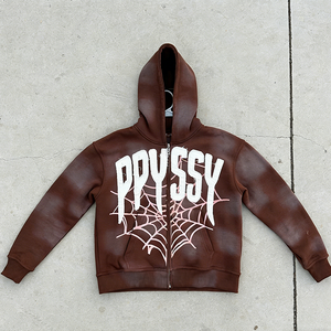 Sudadera con capucha Y2K con estampado de araña para hombre, chaqueta con cremallera de manga larga estilo Hip Hop para mujer, abrigos casuales sueltos con capucha para otoño e invierno estilo Harajuku - Product Image 3