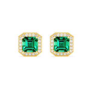NOVAMART Fine Premium 925 <b>Sterling</b> <b>Silver</b> <b>Stud</b> Earrings for Women & Girls Rose Gold Diamond Geometric Bezelt Setting Emerald Cut - Product Image 1