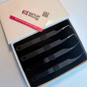 Pinzas para Pestañas Getup Brosons Impex con Recubrimiento de Polvo Negro Antiestático, Agarre Perfecto, Acero Inoxidable, Punta Suave, Herramienta de Precisión - Product Image 5