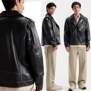 Veste de motard en cuir véritable noir pour homme |   Veste de moto personnalisée brodée |   Fabricant en gros - Product Image 5