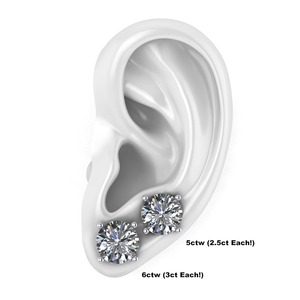 Boucles d'oreilles clous en diamant rond brillant à 4 griffes, 1,00 carat, DEF VS1, diamant de laboratoire en or 14 carats, pour mariage, fiançailles, soirée - Product Image 4