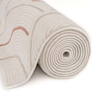 Tapis en jute tissé à la main pour salon, design géométrique rectangulaire en crème-terre par Netline Home - Product Image 5