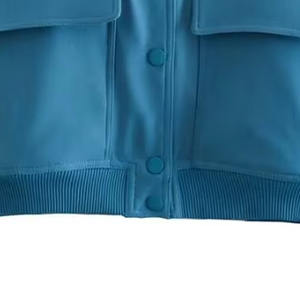 Femmes nouveauté printemps automne Baseball veste décontracté coupe-vent col montant grande poche bouton conception respirant soie court - Product Image 6