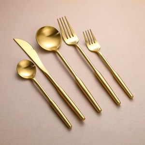 Ensemble de couverts en bois doré mat moderne, finition satinée, service de couverts de luxe, 20 pièces brossées, mariage - Product Image 6