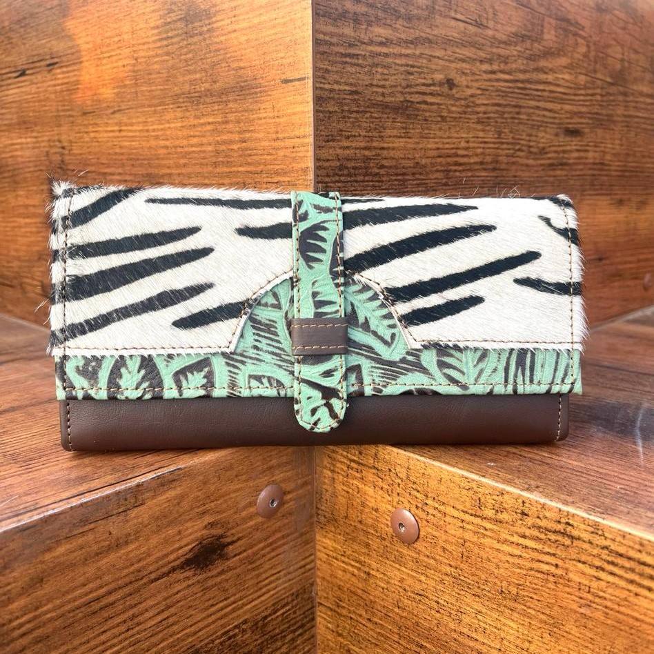 Brown With Green Embossed Print