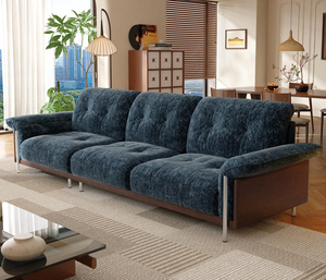 Sofá de tela verde de estilo moderno de mediados de siglo con respaldo capitoné y brazos acolchados para sala de estar - Product Image 3